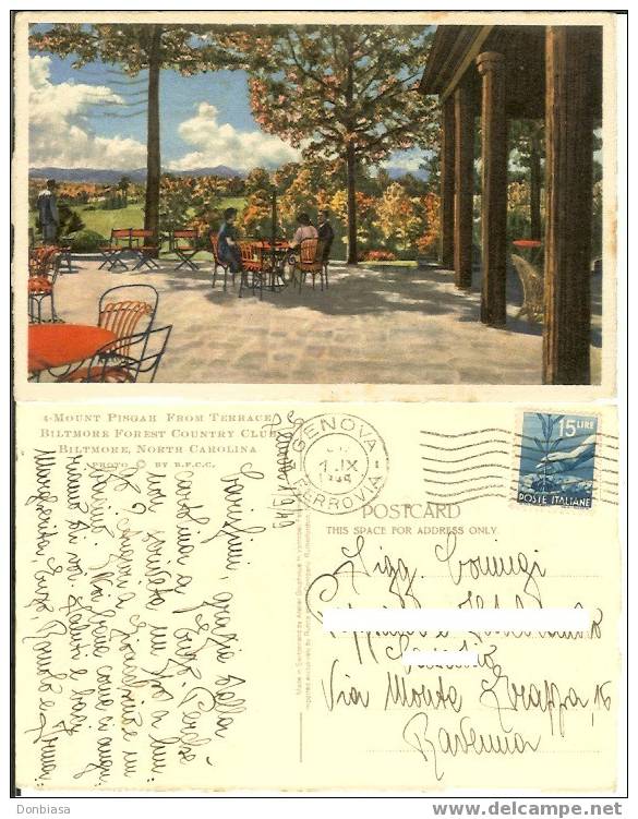 Biltmore Forest Country Club (North Carolina) - Mount Pisgah From Terrace. Circulated In Italy 01/09/1949 - Other & Unclassified