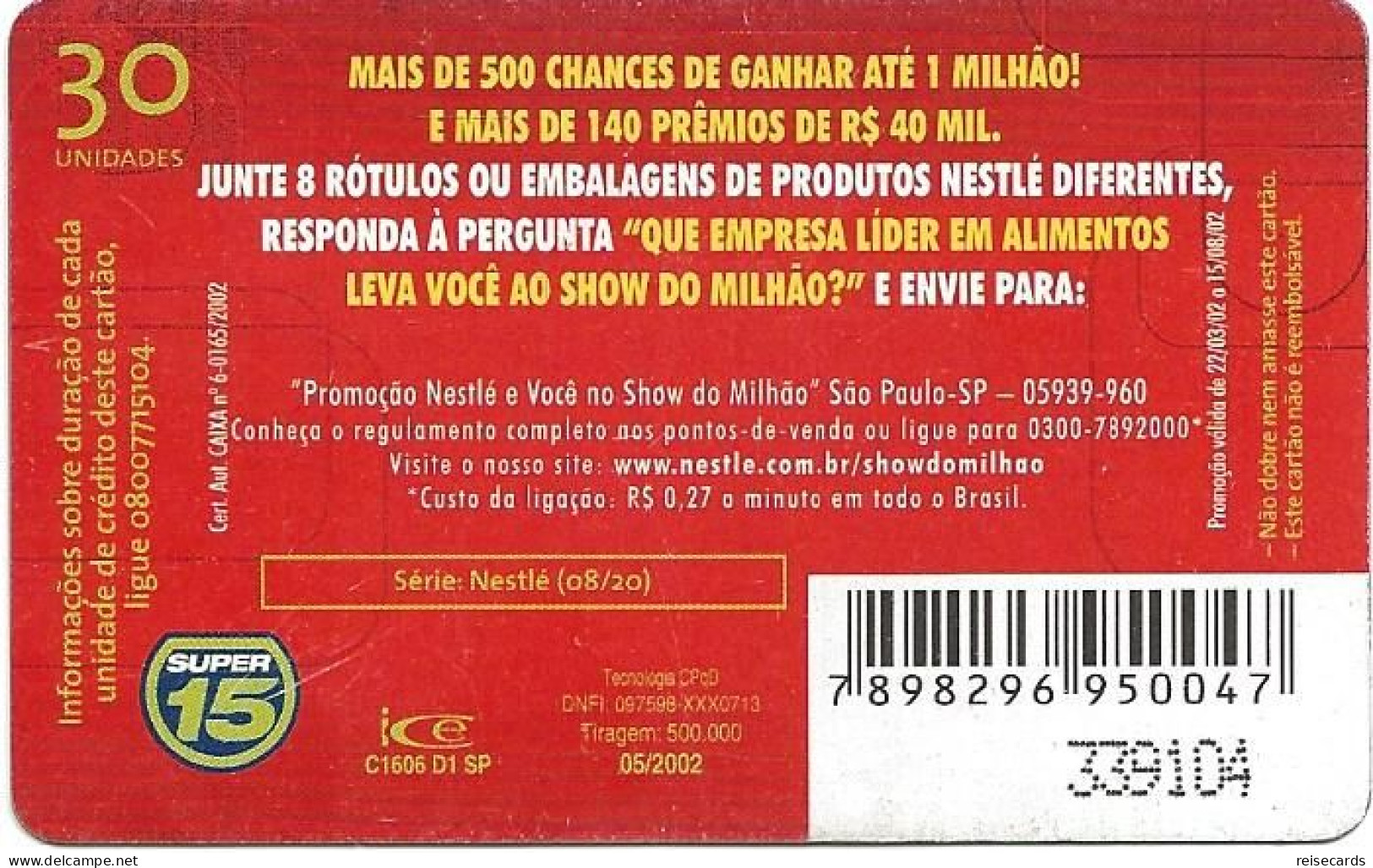 Brazil: Telefonica - Nestlé Show Milhao 05/2002 08/20 1606 - Brésil
