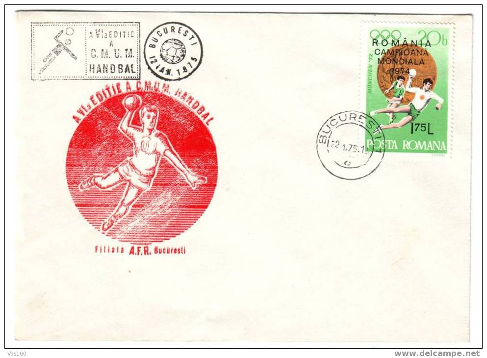 Romania 1975 Very Rare Cover  With UNIVERSITAR WHORLD CHAMPIONSHIP HANDBALL,OVERPRINT. - Hand-Ball