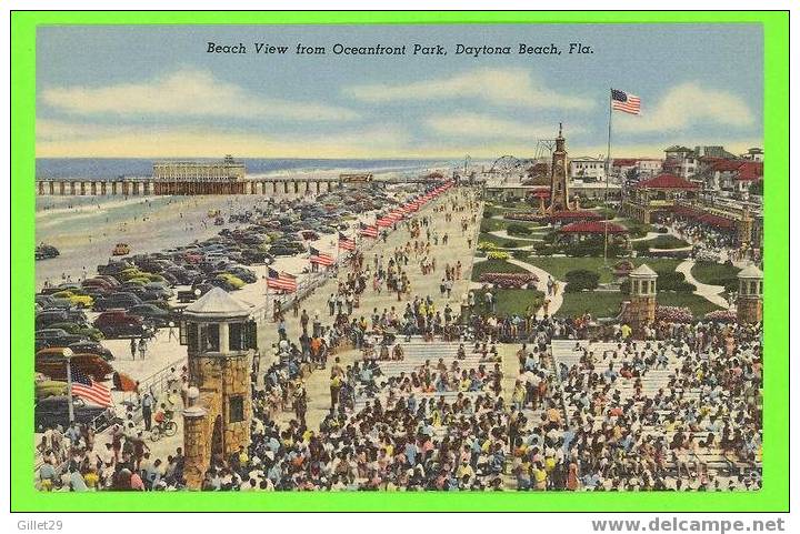 DAYTONA BEACH, FL  - BEACH VIEW FROM OCEANFRONT PARK - MURREL POST CARD CO - - Daytona