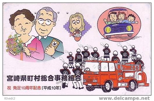 Télécarte Japon / 110-016 POMPIERS Camion - FIRE BRIGADE Japan Phonecard - BRANDWEER - FEUERWEHR - 04 - Feuerwehr