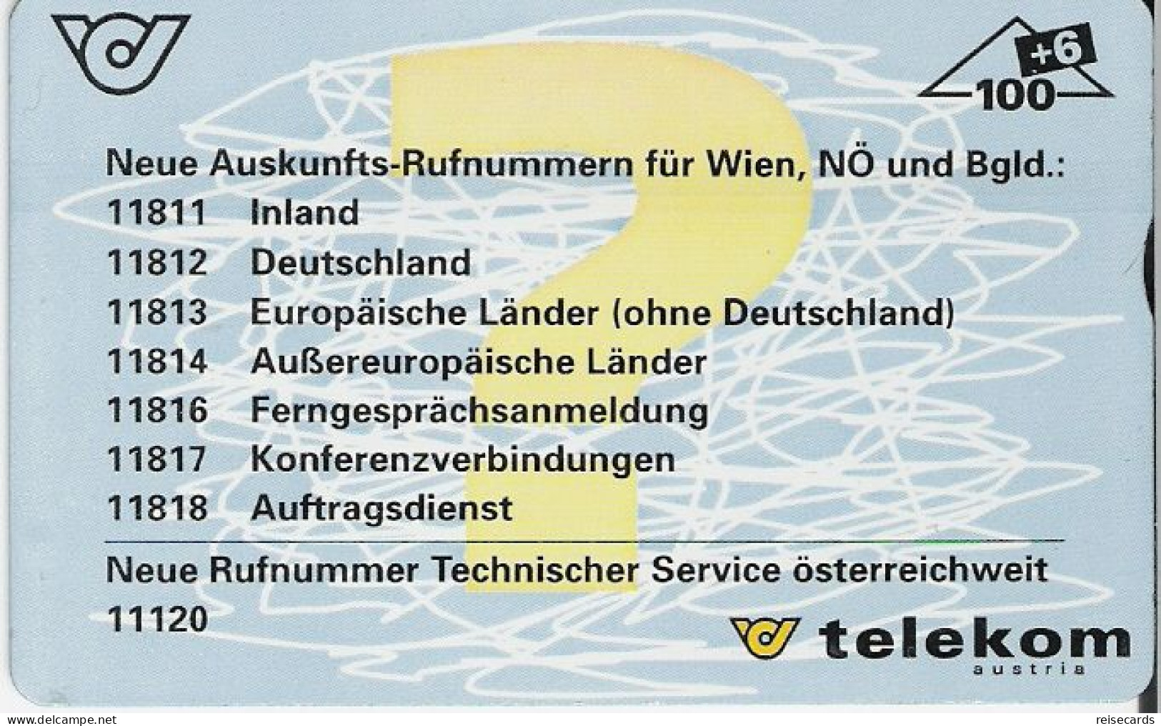 Austria: Telekom Austria 901A Auskunfts-Rufnummern - Oesterreich