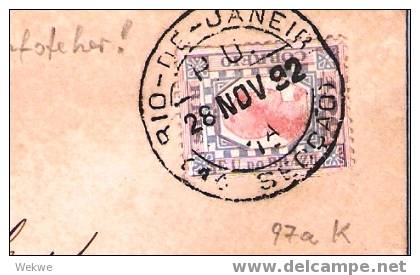 Br040/  BRASILIEN - Inverted Head, 100 R. Local Usage In Rio 1892 (Mi.Nr. 97aK) - Lettres & Documents