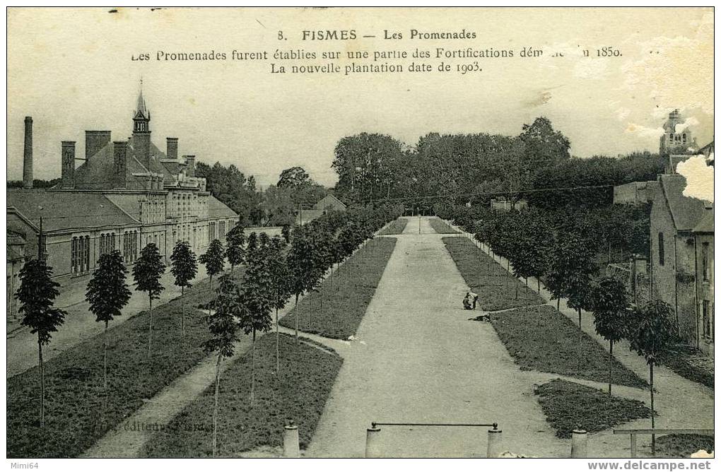 51 . FISMES .  Les Promenades Furent établies Sur Ene Partie Des Fortications Démolie (  CORRESPONDANCE MILITAIRES  ) - Fismes