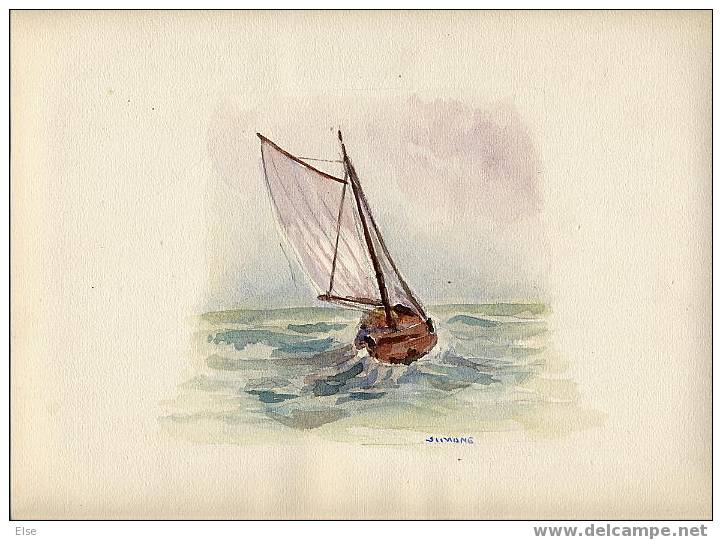 MARINE  -  AQUARELLE  SIGNEE SIMONE - Acquarelli