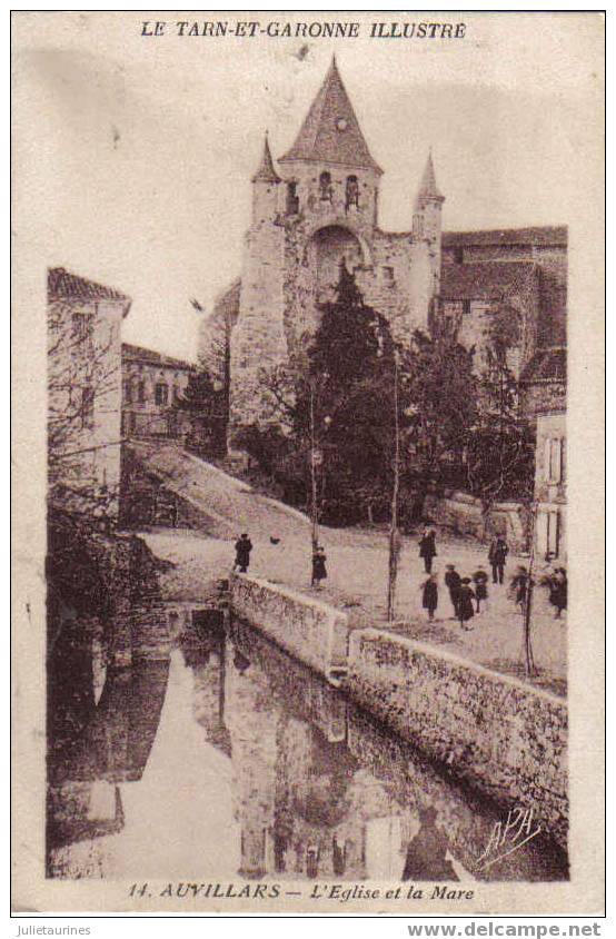 Auvillars Eglise Et Mare-cpa Bon état - Auvillar