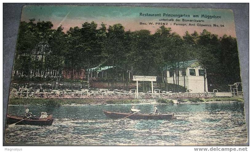 Germany,Muggelsee,Berlin,Restaurant,"Prinzengarten",Boats,People,Rowing,Lake,vintage Postcard - Gutach (Breisgau)
