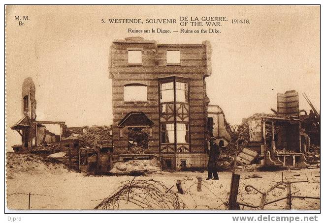 Westende  Souvenir De La Guerre 1914 1918  Ruines Sur La Digue Nr 5 - Westende