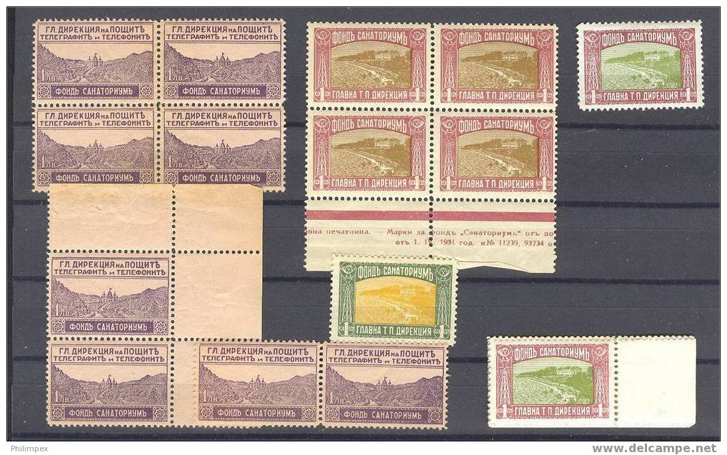 BULGARIA, NICE GROUP POSTAL TAX STAMPS 1929-33, ALL NEVER HINGED **! - Collezioni & Lotti