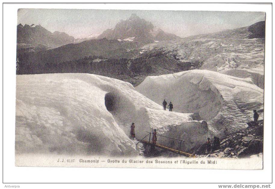 ALPINISME Chamonix Grotte Du Glacier Des Bossons Et L'aguille Du Midi (carte Vierge Parfait) - Alpinisme