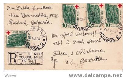 Bu018/  BULGARIEN - Rotes Kreuz, Mehrfachfrankatur, Einschreiben 1947, USA (red Cross, Cruz Roja) - Lettres & Documents