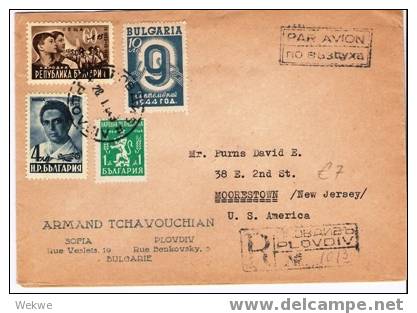 Bu020/   BULGARIEN - Luftposteinschreiben N. USA 1949 - Storia Postale