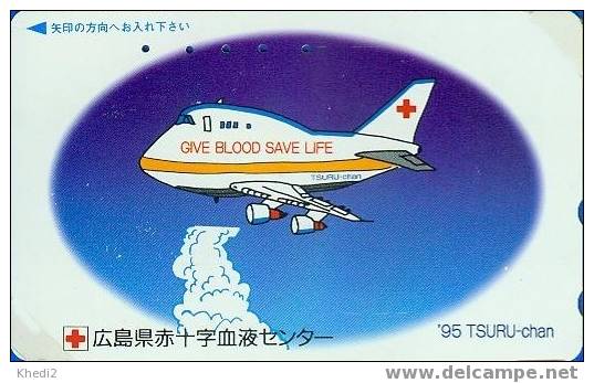 Télécarte Japon - CROIX ROUGE Avion / Don Du Sang - RED CROSS Plane Japan Phonecard / Give Blood - ROTES KREUZ - 15 - Flugzeuge