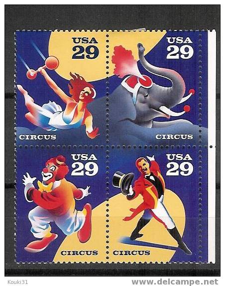 USA YT 2145/8 */** : Clown , Trapéziste Et éléphant Dressé - Zirkus