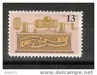 USA YT 1151 * : Centenaire De L´invention Du Phonographe - Unused Stamps