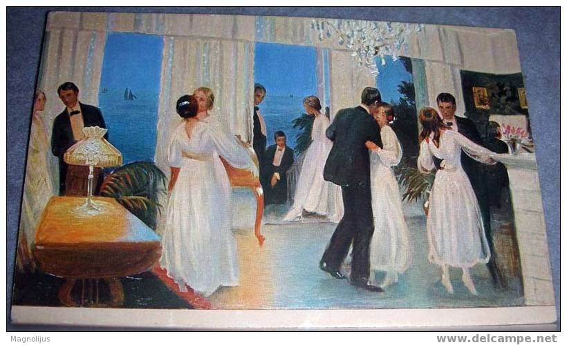 Entertainment,Dance,Party ,Art,Painting,Signatured, Vintage  Postcard - Dance