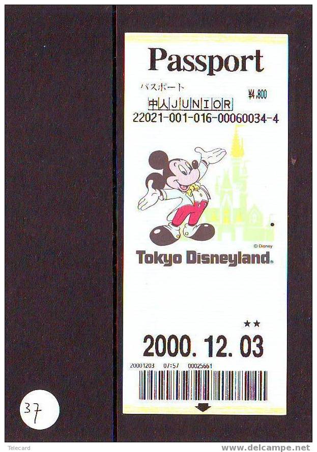 Disney Passport (37) Pass Ticket Tokyo Disneyland Japon - Disney