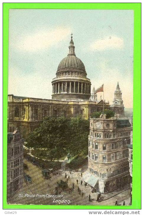 LONDON, UK  - ST. PAULS FROM CHEAPSIDE - ANIMATED - TRAVEL IN 1905 - E. GORDON SMITH - - St. Paul's Cathedral
