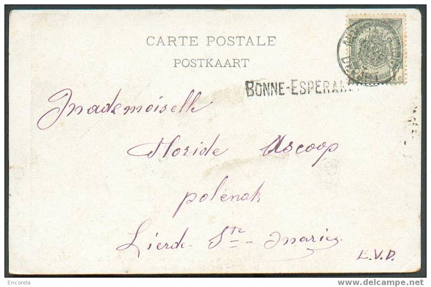 C.P. N°81 Sc MONS (STATION)/DEPART Du 24-11-1904 + Griffe BONNE-ESPERANCE Vers Lierde-St-Martin.  - 2642 - Linear Postmarks