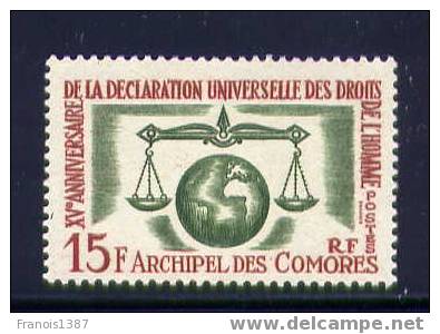 Archipel Des COMORES - Timbre 28* Chez Y&T ( Déclaration Des Droits De L'Homme)) Cote 10 Euros Vendu à 20 % - Sonstige & Ohne Zuordnung