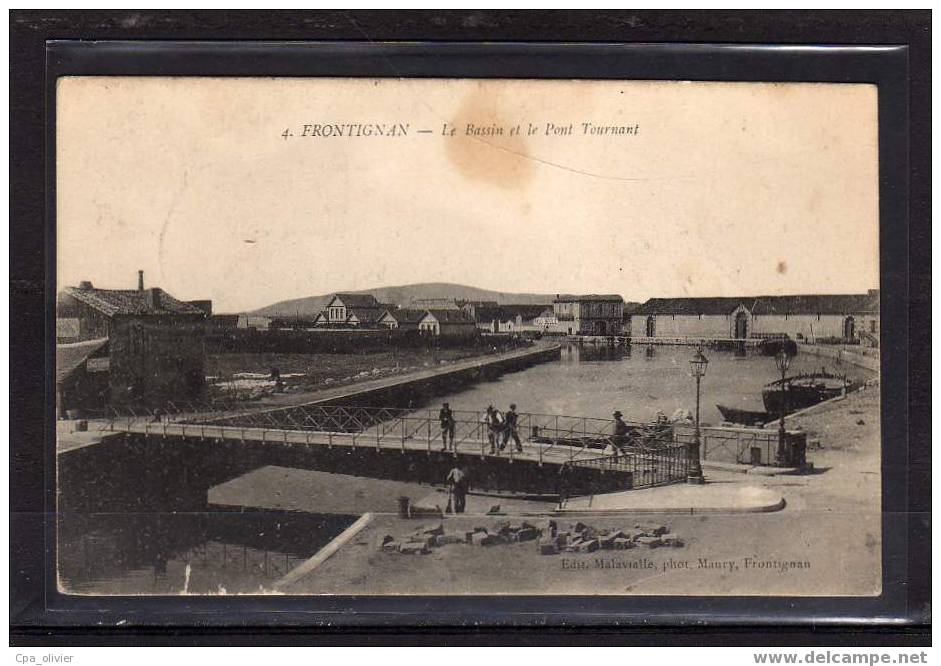 34 FRONTIGNAN Bassin, Canal, Pont Tournant, Animée, Ed Malavialle 4, 191? - Frontignan