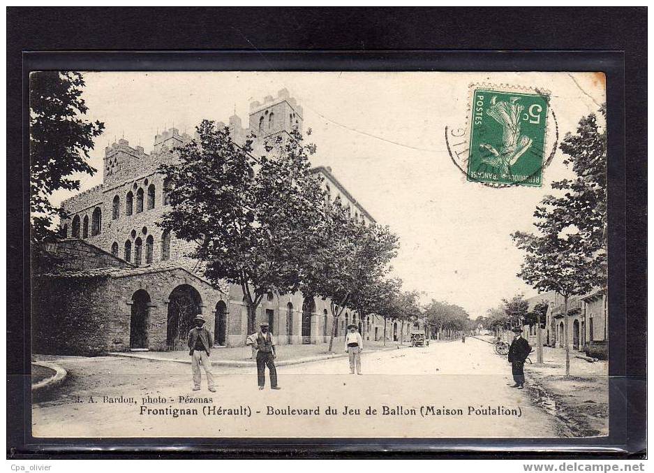 34 FRONTIGNAN Boulevard Du Jeu De Ballon, Maison Population, Animée, Idem Bld Gambetta, Ed Bardou, 191? - Frontignan