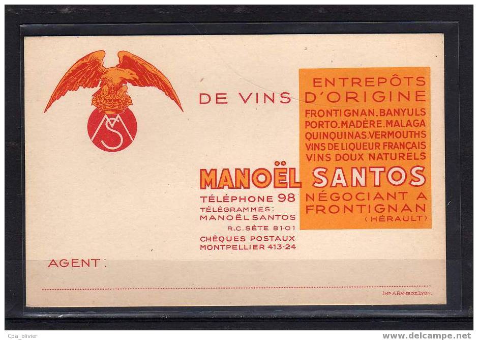 34 FRONTIGNAN Carte Pub, Maison Manoel Santos, Négociant, Porto, Muscat, Malaga, Format 9 X 14 - Frontignan