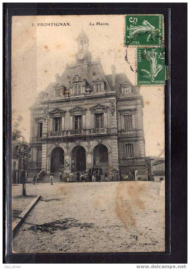 34 FRONTIGNAN Hotel De Ville, Mairie, Animée, Ed Guis 3, 1908 - Frontignan