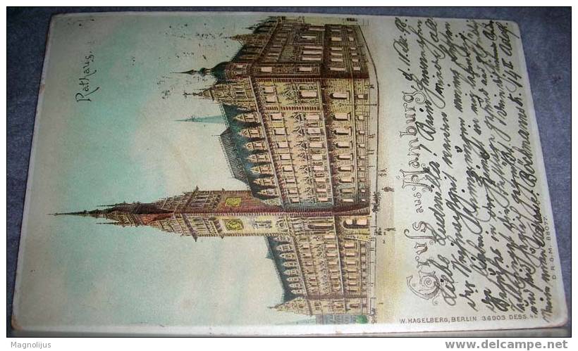 Germany,Hamburg,Rathaus,Town Hall,Building,Special,vintage Postcard,With Cutted Windows - Harburg