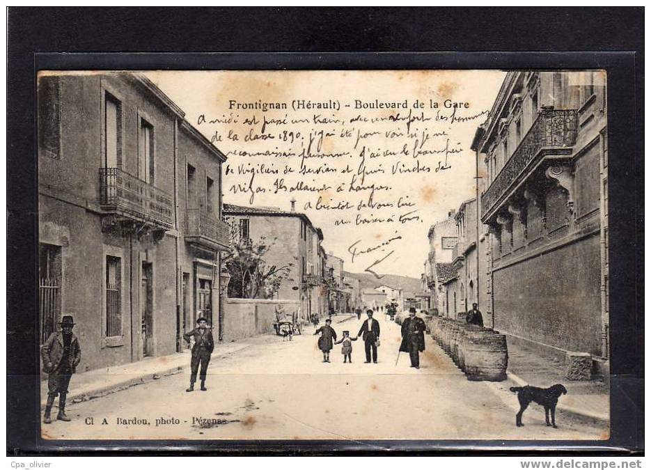 34 FRONTIGNAN Boulevard De La Gare, Animée, Tonneaux, Ed Bardou, 1915 - Frontignan