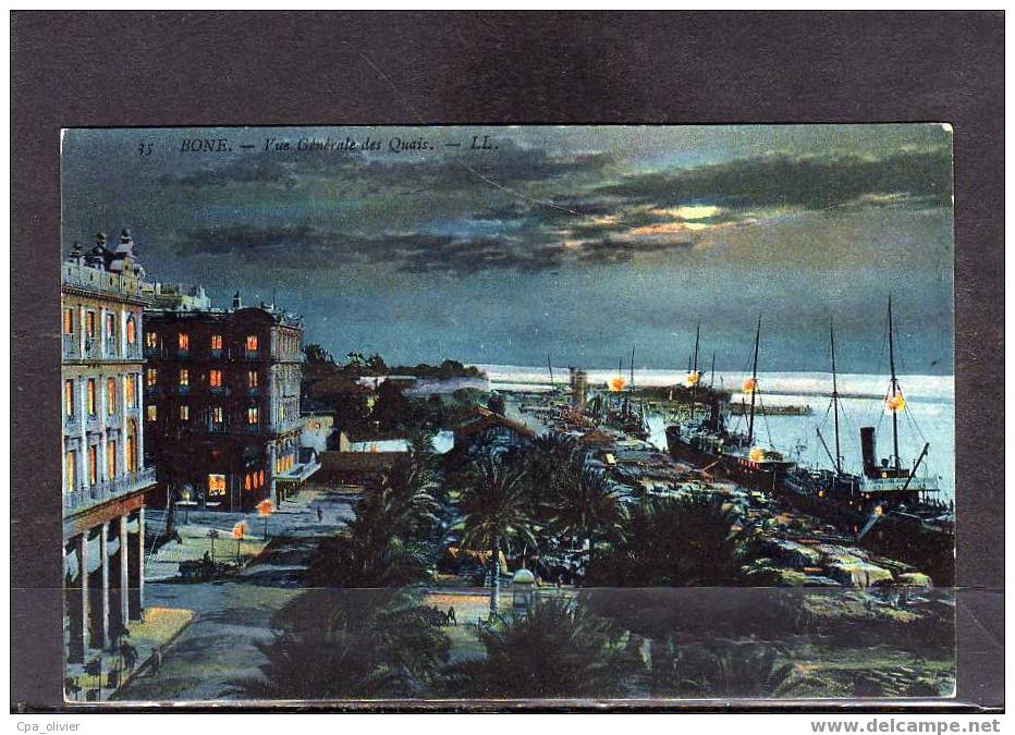 ALGERIE BONE Vue Générale Des Quais, Effet De Nuit, Lune, Ed LL 35, 190? - Annaba (Bône)