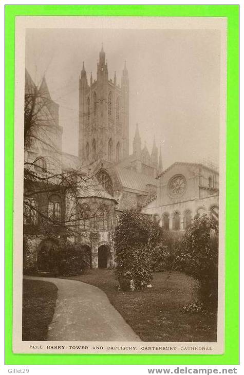 CANTERBURY, UK  - BELL HARRY TOWER AND BAPTISTRY - PUB. BY J. FIELD - - Canterbury