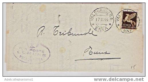 738)lettera Con 50c. Imperiale Aerea Da Valguarnera A Enna Il 17-11-1944 - Poststempel