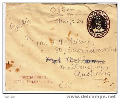 Bur032 BURMA - /Ganzsache  M. Jap.V.Überdruck, OPS, 1946/Australia - Burma (...-1947)