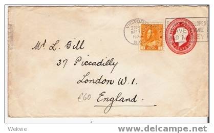 C-045/ - KANADA  -Victoria-London 1926, GA Mit Zusatzmarke - Briefe U. Dokumente