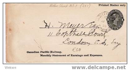 C-V005/ KANADA - Pacific-Railway LS 1, Drucksache,Victoria I.Medaillon1895 (letter Sheet No. 1) - Cartas & Documentos