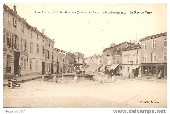 Sermaise-les-bains-51- Rare - La Rue De Vitry Avant Le Bonbardement Belle Carte,pte Animation - Sermaize-les-Bains