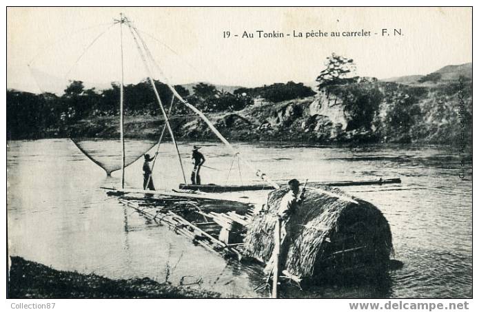 INDOCHINE - TONKIN - PECHE Au CARRELET - PECHEUR - Fishing
