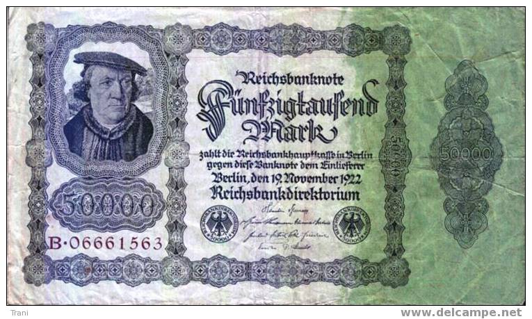 BANCONOTA DELLA GERMANIA DA 50000 - 1922 - 50000 Mark