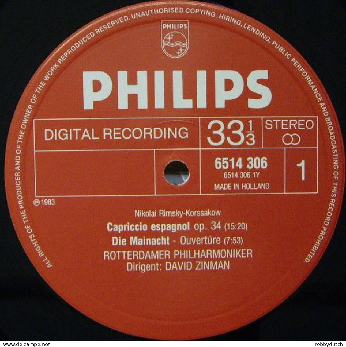 * LP * KORSAKOV: CAPRICCIO ESPAGNOL - ROTTERDAM PHILH. ORCH. / ZINMAN (1983 Digital Recording) Ex!!!!!!! - Klassiekers