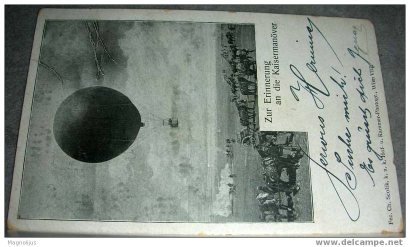 R!R!R!,Air-ship,Baloon,War Machine,Military Maneuvers,Kaisermanover,Austria,vintage Postcard - Luchtballon