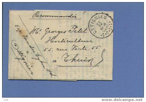 320+401 Op Aangetekende Brief Met Cirkelstempel OTTIGNIES - 1934-1935 Leopold III