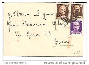 756)lettera Con 2x30c.imperiale Senza Fasci+50c.imperiale Da Catania A Enna Il 10-12-1944 - Poststempel