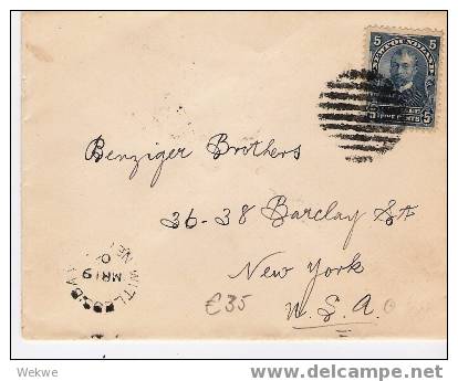 C-St011/  NEUFUNDLAND - Prince George, Einzeln Auf Brief N. NY, Witlessbay 1907 - 1908-1947