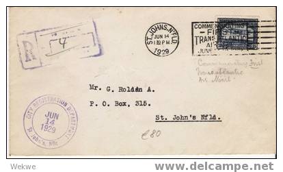 C-St021/ NEUFUNDLAND -  Einschreiben Airmail Jubiläum, Marke Und Stempel  14 Jun 1929 - 1908-1947