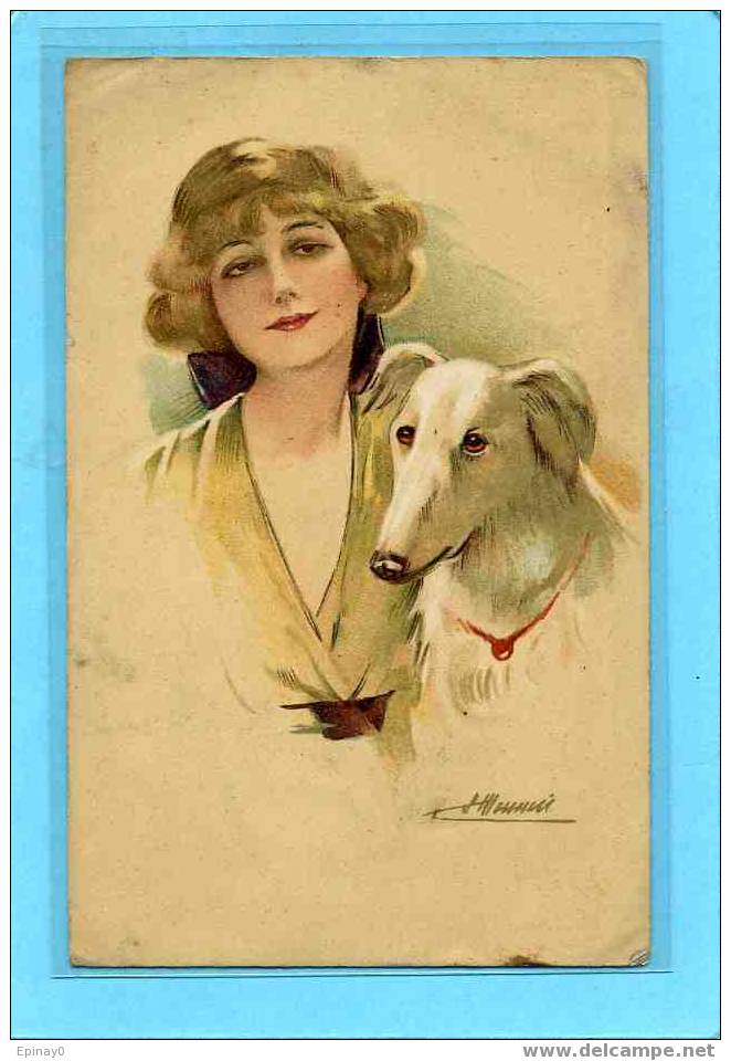 B - ILLUSTRATEUR - MEUNIER Suzannz - Femme - Chien - Lévrier - Colley - Marque L.E N° 5 - Meunier, S.