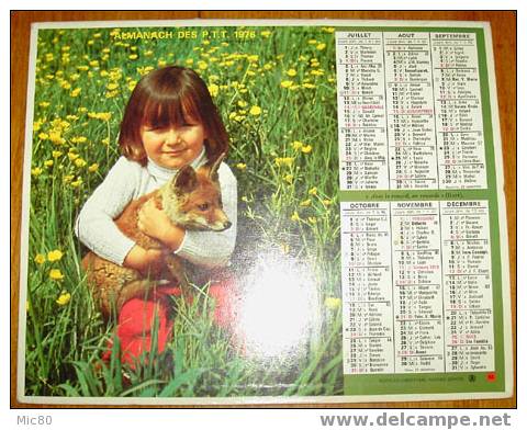 Calendrier PTT 1976 Pas De Calais - Tamaño Grande : 1971-80