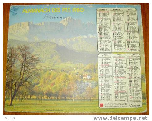 Calendrier PTT 1980 Ardennes - Tamaño Grande : 1971-80