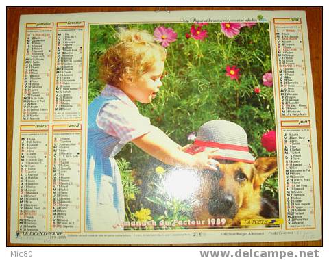 Calendrier PTT 1989 Pas De Calais - Big : 1981-90