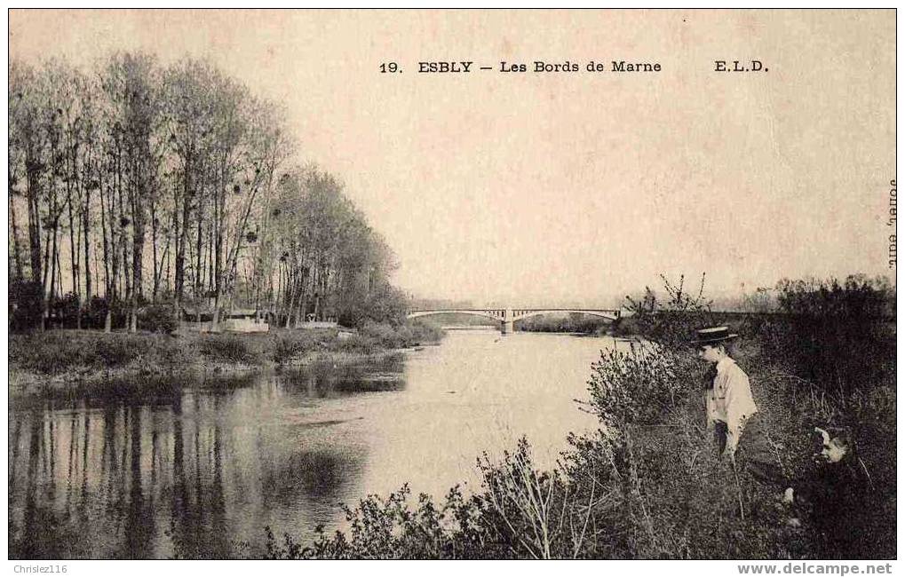 77 ESBLY Bords De Marne  Beau Plan Animé  1907 - Esbly